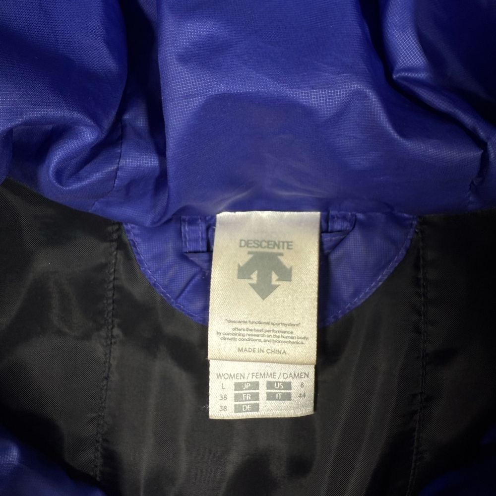 Descente Blue Puffer Long Full Zip Winter Jacket Women Size Large - Picture 2 of 7